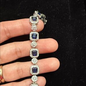 Delicate Blue Gemstone Halo Bracelet by